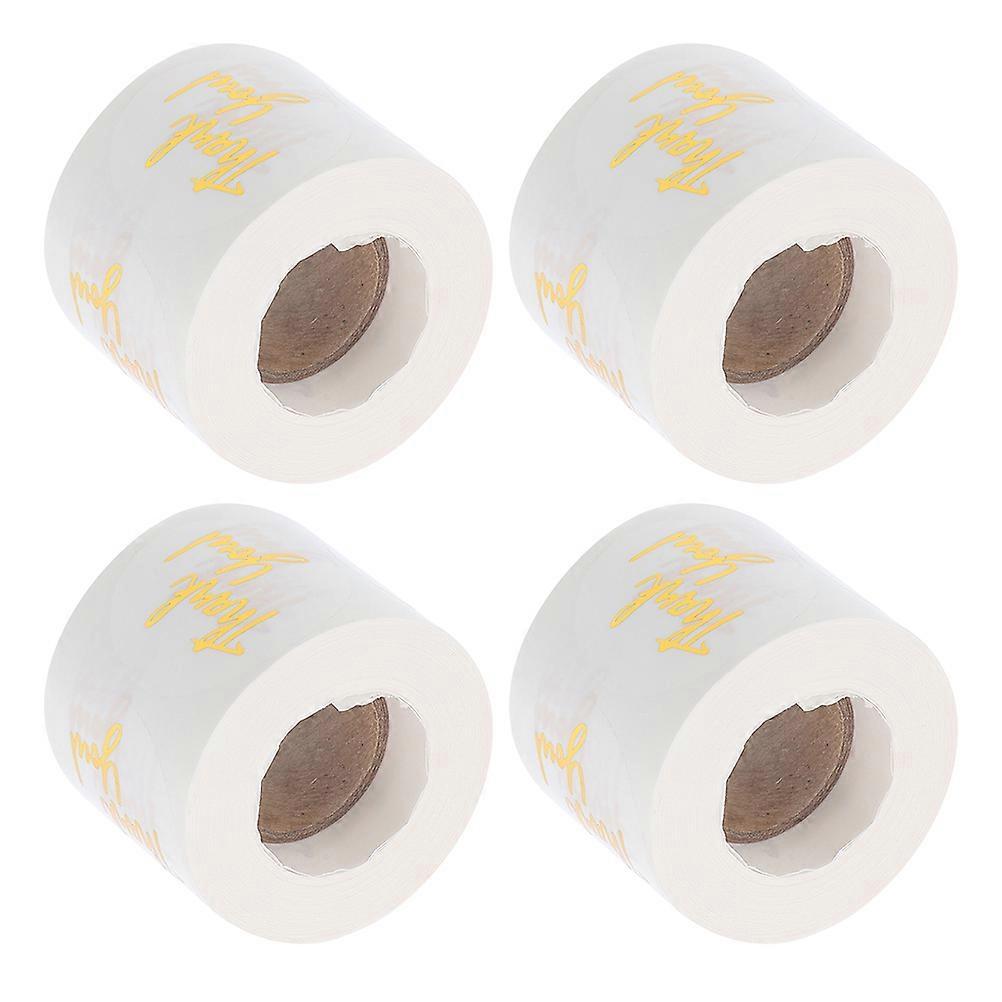 Round Thank You Labels Sticker Transparent Golden Self-Adhesive Pack 16 Rolls