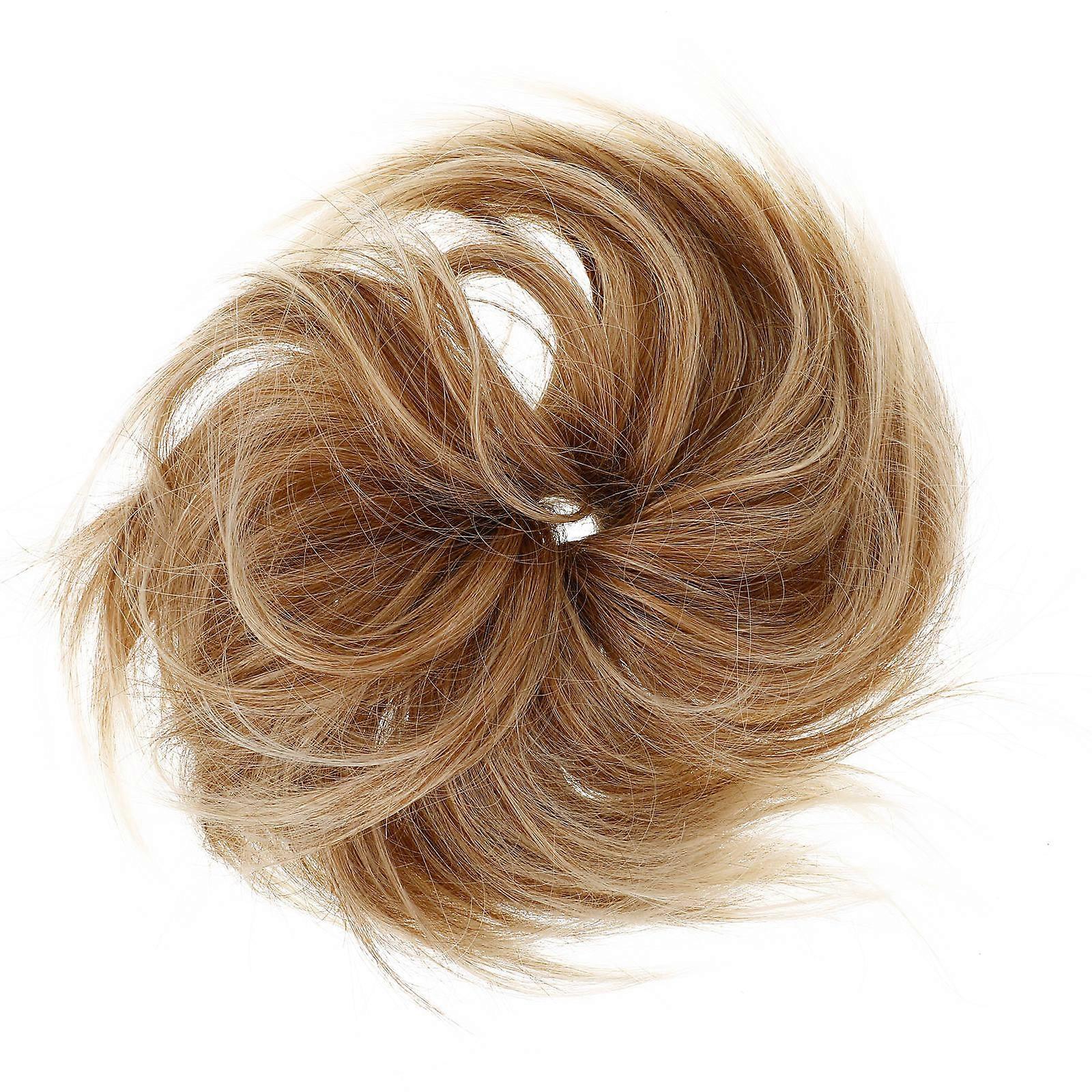 Fake Bun Hair Piece for Decoration Golden Color Fiber Material