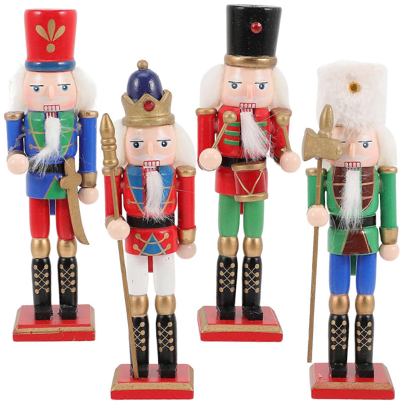 Christmas Nutcracker Wood Ornament Soldier Shape For Festival Decoration 8Pcs Multi Color Event