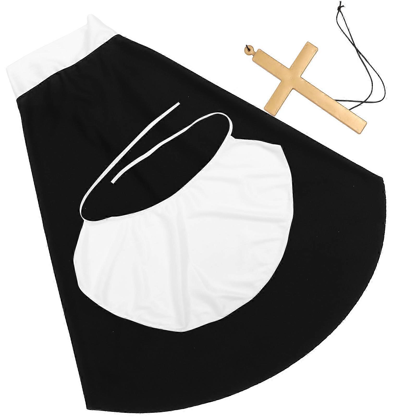 Priest Cross Pendant with Head Wrap Neckerchief for Costume 2Sets