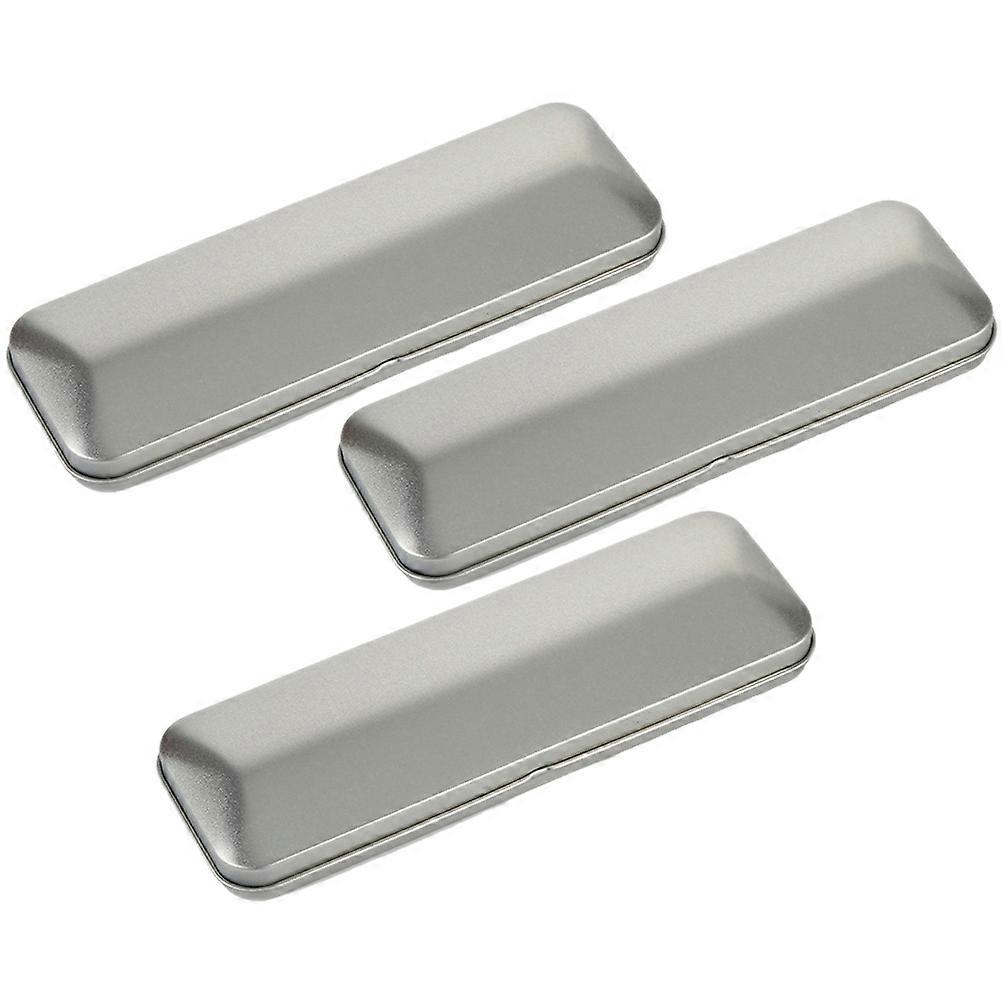 Silver Pencil Case for Daily Use and Storage 6Pcs Hinged Tin Boxes