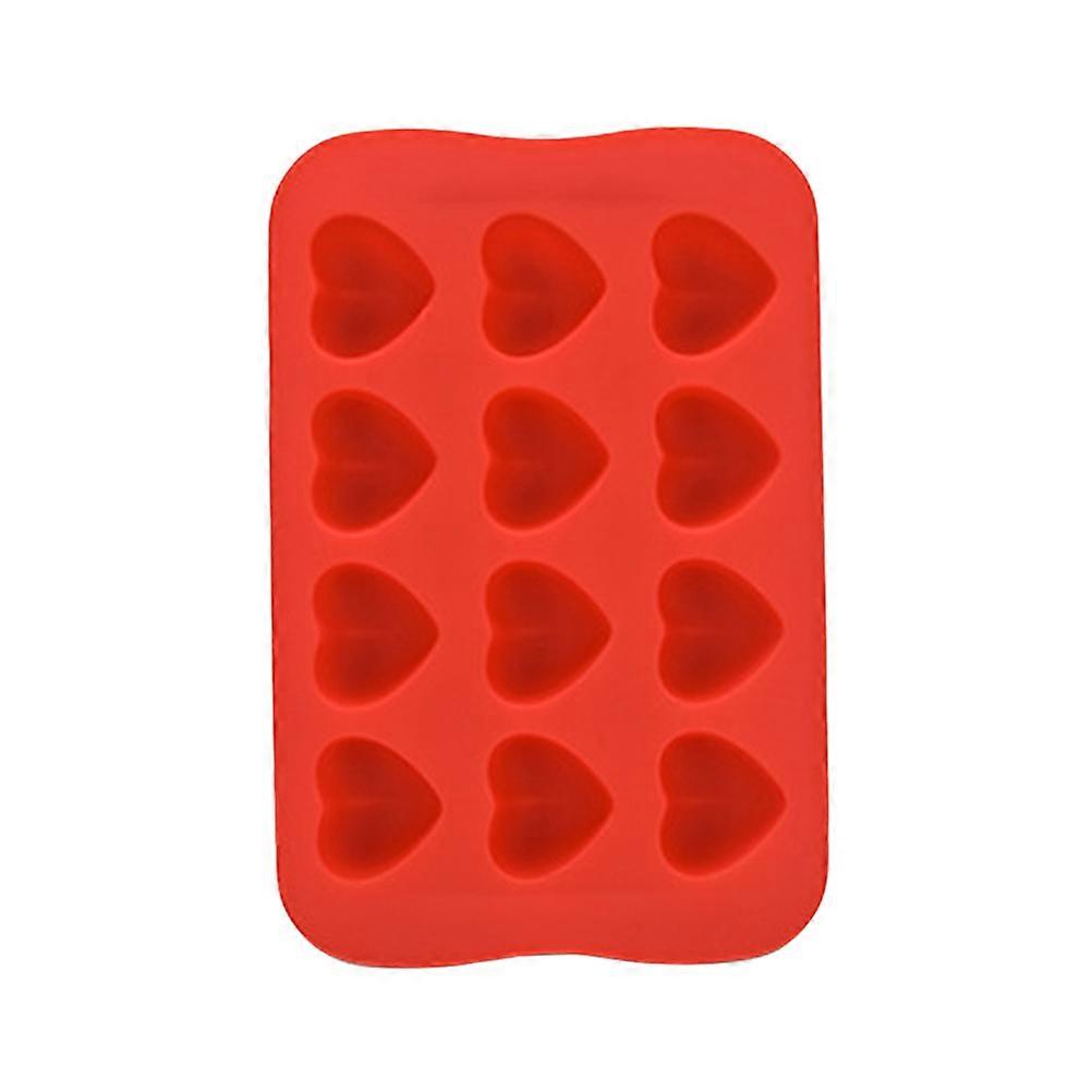Fondant Molds Heart Shaped Ice Cube Trays For Home Users Cooking Enthusiasts Red Color 12 Lattices Design 1Pack