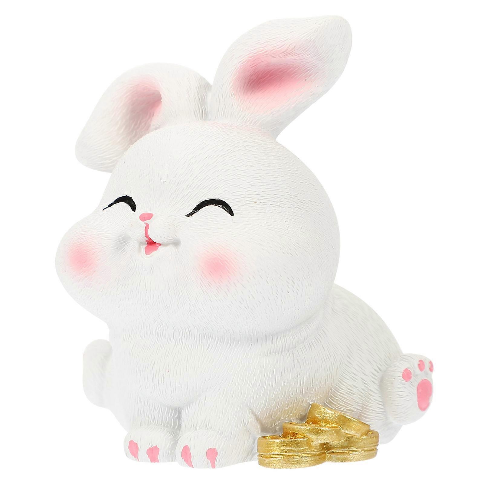 Rabbit Statue Resin Bunny Desktop Ornament for Decor