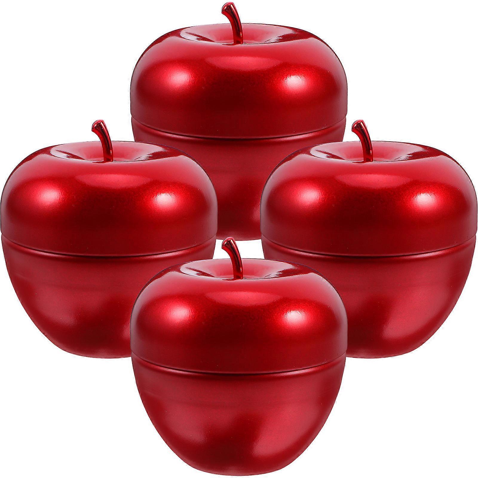 Tin Box Candy Container Set of 4 Durable Red Food Dispensers