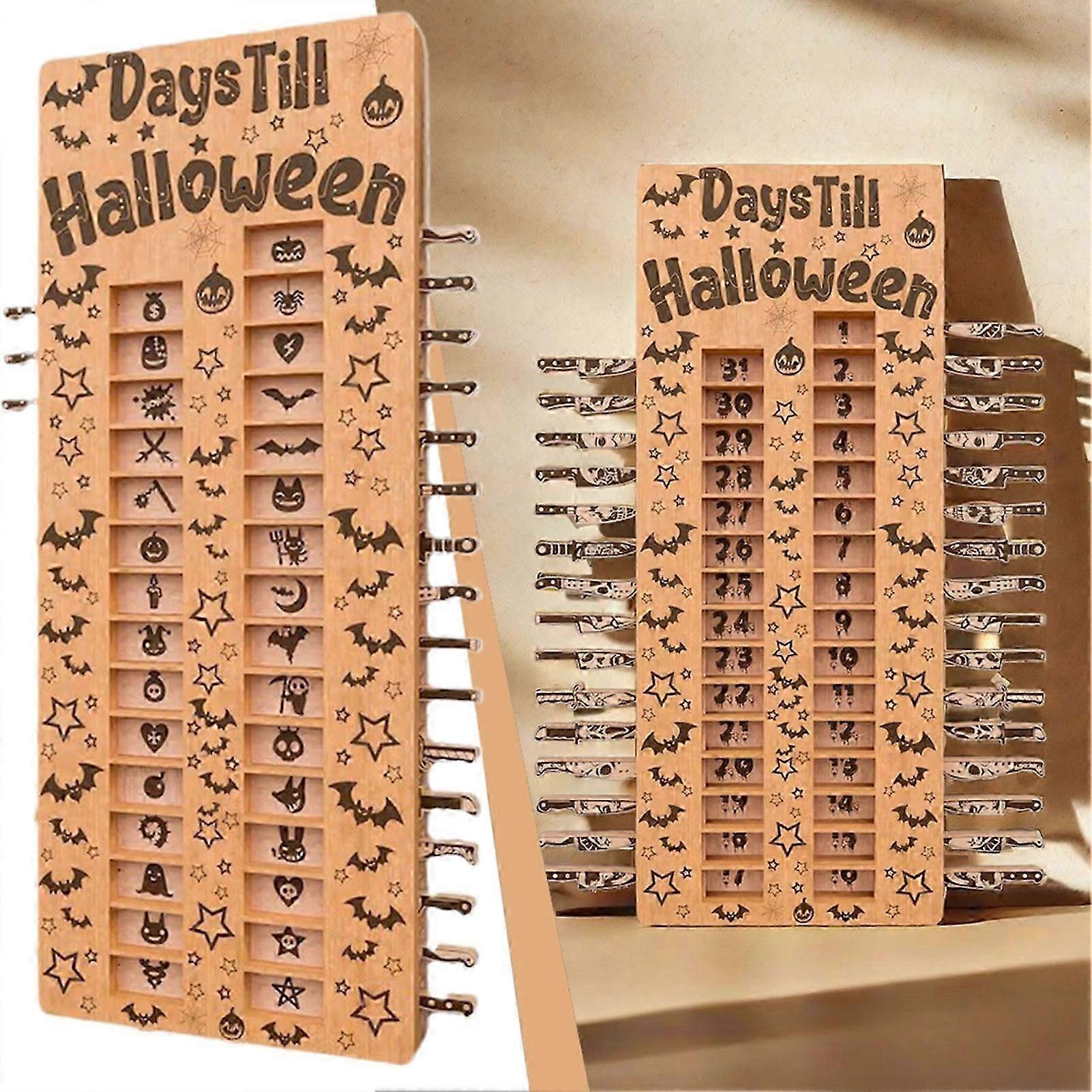 Halloween Advent Countdown Calendar,Coffin Calendar with 31 Removable Handles