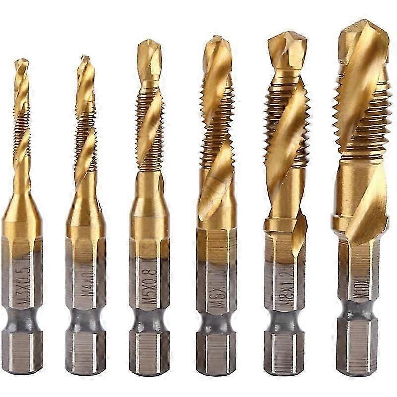 Threader Drill Bits, Tapping Drill, Combination Drill Bits and Taps, 6 Pieces Thread Tapping Tools Screw Taps Tool Sets for M3, M SZRH-1