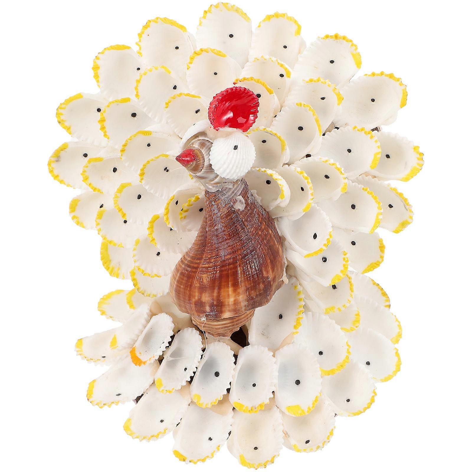 Conch Shells Craft Decoration for Home with 2Pcs Shells Conch Made Peacock