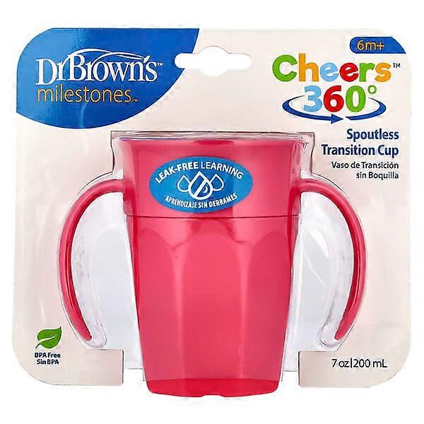 Dr. Brown's, MilestonesÃÂ¢ÃÂÃÂ¢, Cheers360ÃÂ¢ÃÂÃÂ¢, Spoutless Transition Cup, 6 Months +, Pink, 7 oz (200 ml)
