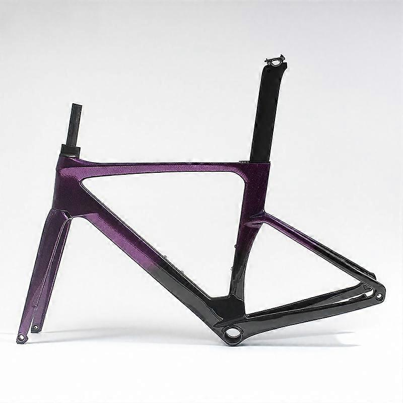 Purple Carbon Gravel Bicycle Frame Road Thru Axle Frameset Disc Brake 53cm