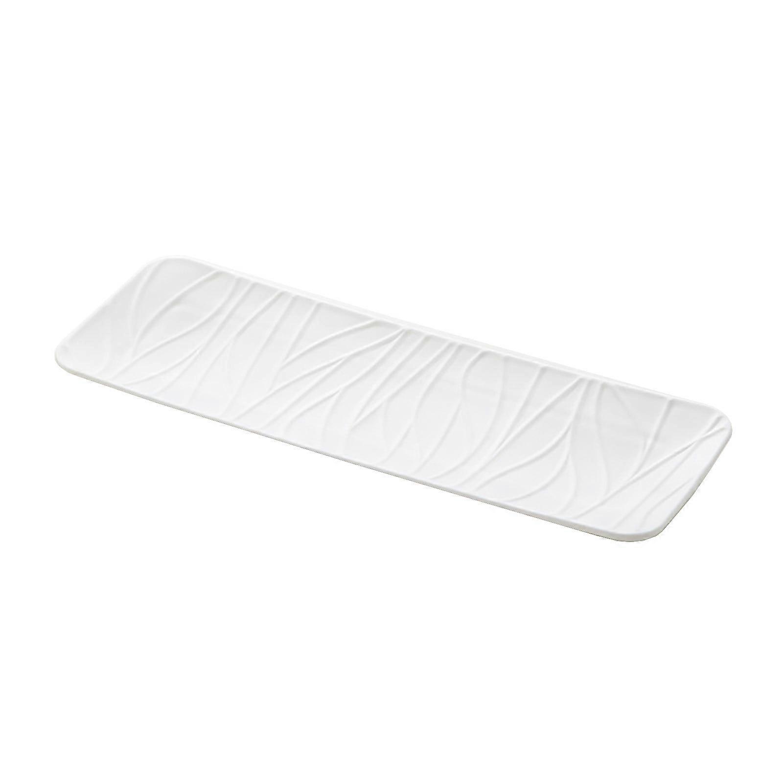 Plastic Long Serving Tray 11.6x4" for Sushi, Cake, Parties - White, 1pc