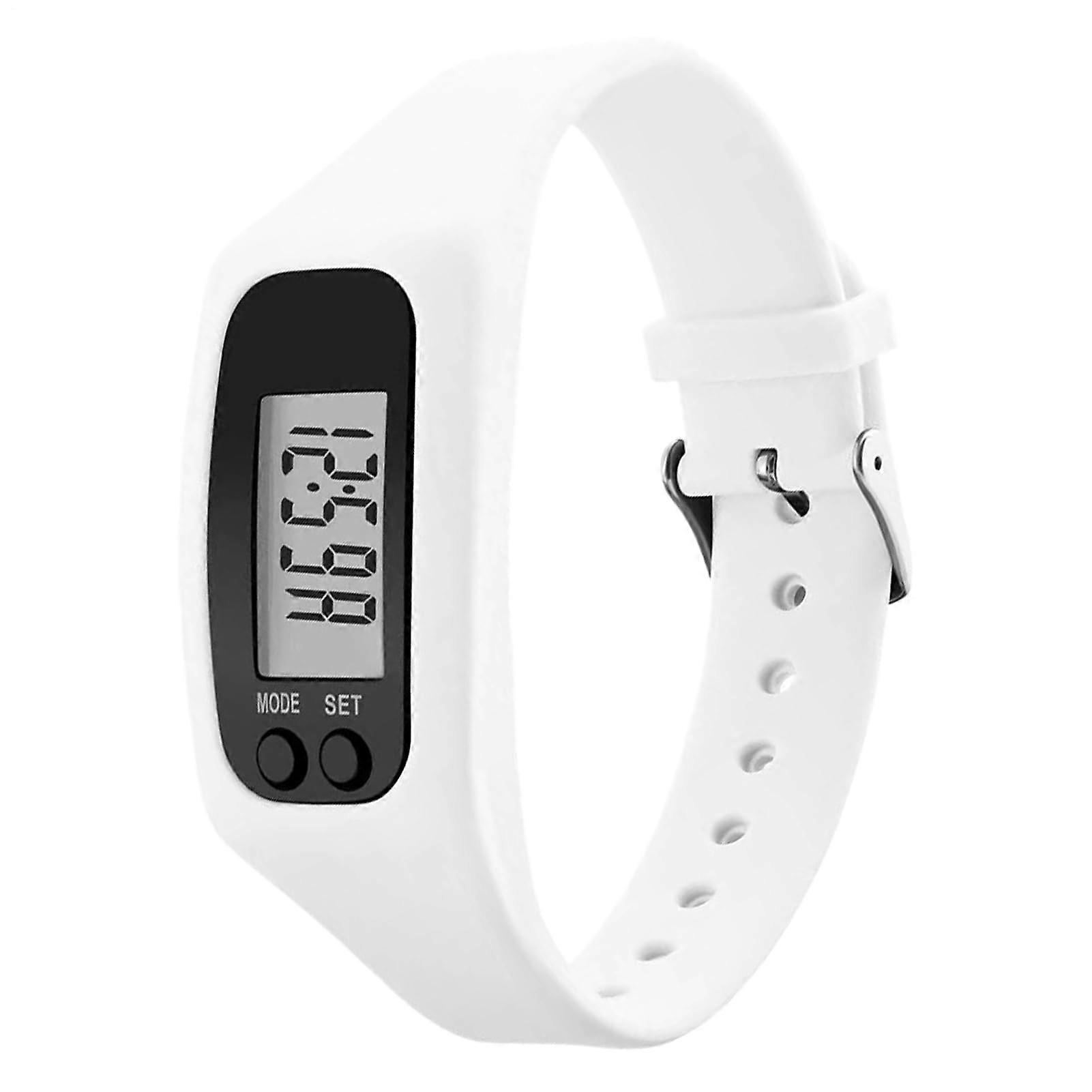 Step Counter Watch LCD Display No App Required Calories Counter Sport Smart Watch For Walking Fitness Jogging White Men