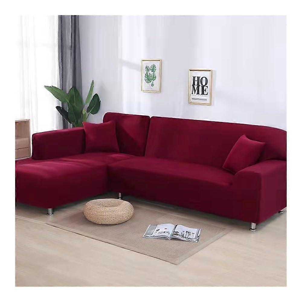 Elastic Plain Solid Sofa Cover For 1Seat 90140cm, Wine Red, Stretchy Couch Cover