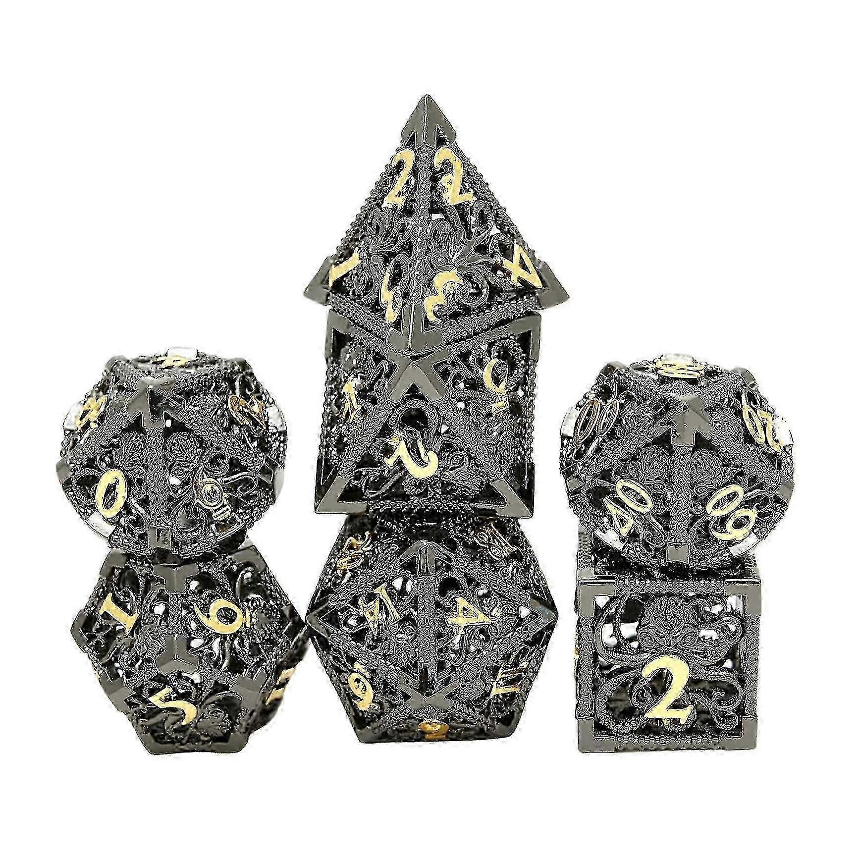 Hollow Octopus Metal Dice Set for Table Games: Polyhedral Dice with Metal Quality