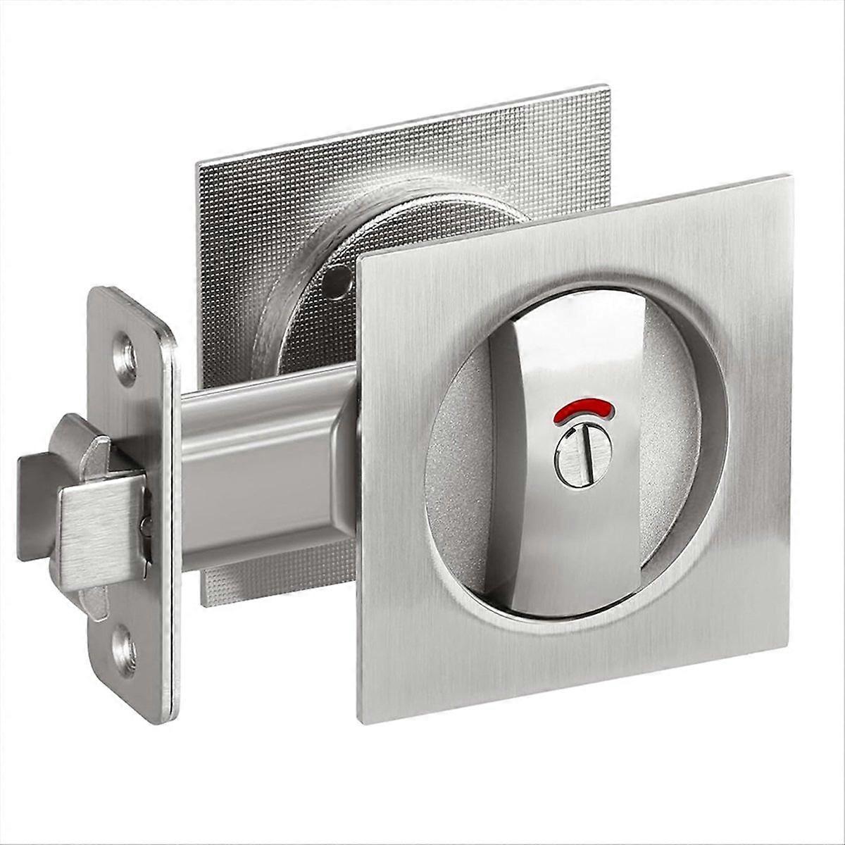 Pocket Door Lock with Indicator Light, Privacy Square Pocket Latch