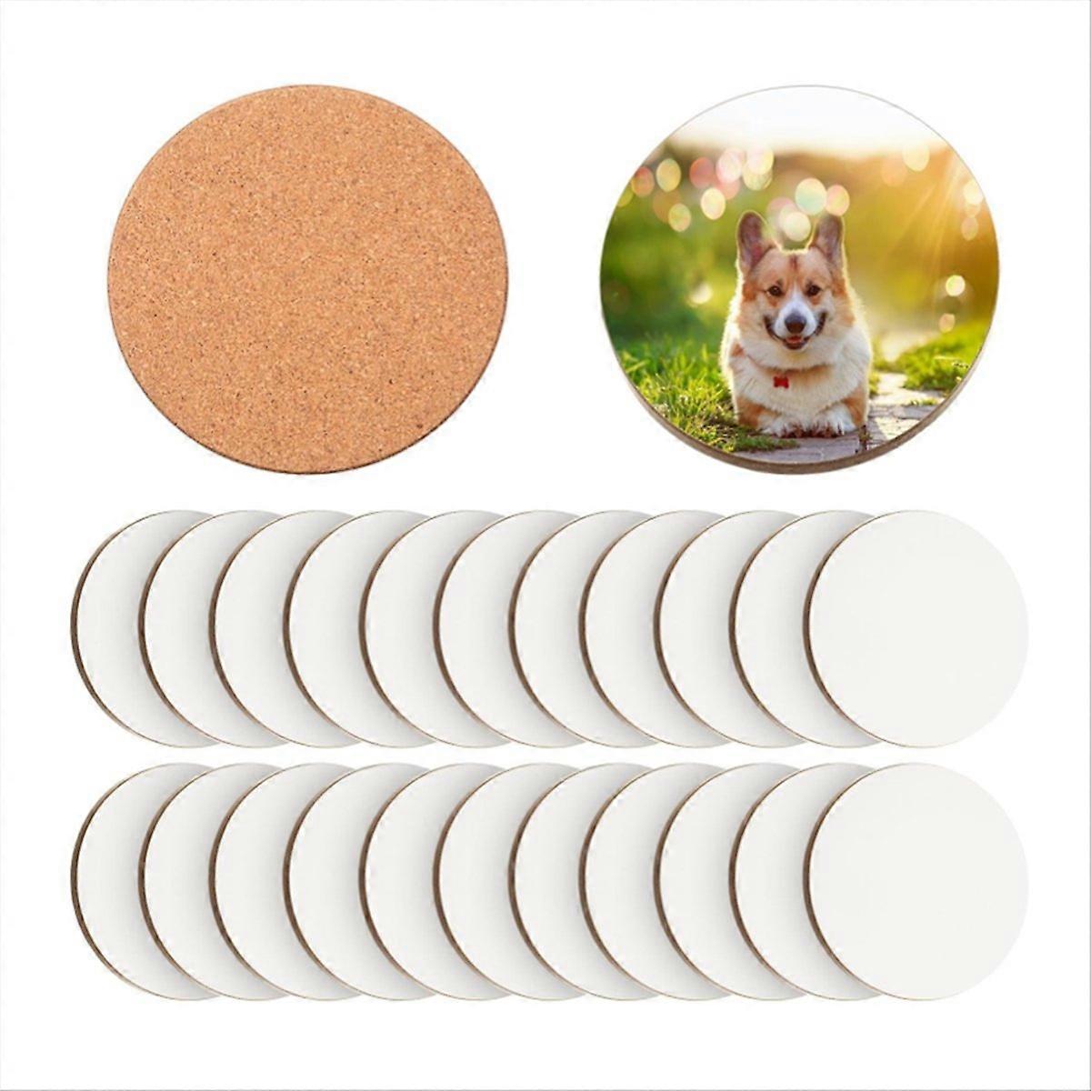 24 Pcs Sublimation Coasters 4 x 4 Inch Hardboard Coaster Cork
