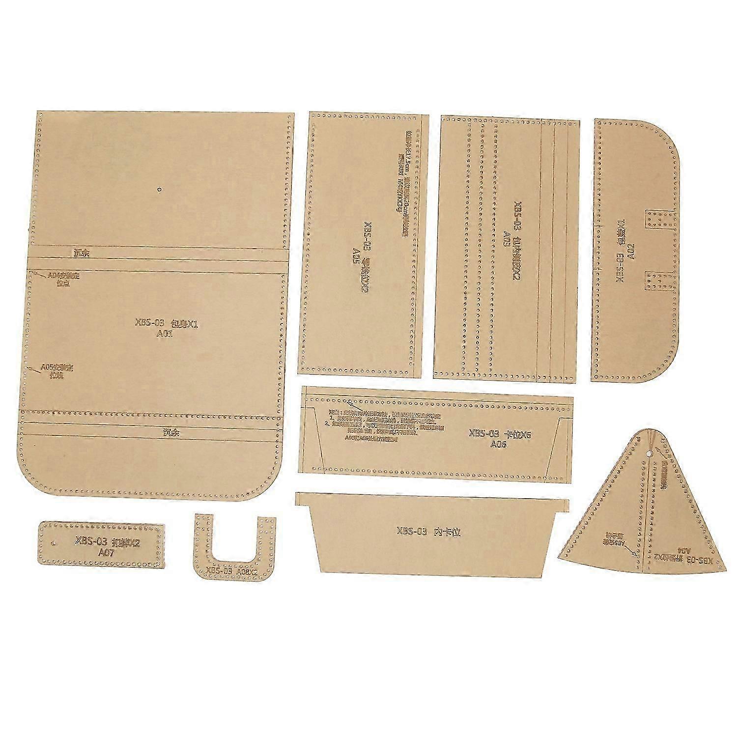 9Pcs Wallet Pattern Template Clear Acrylic Wallet Pattern Stencil Template Drawings Set Leather Hand