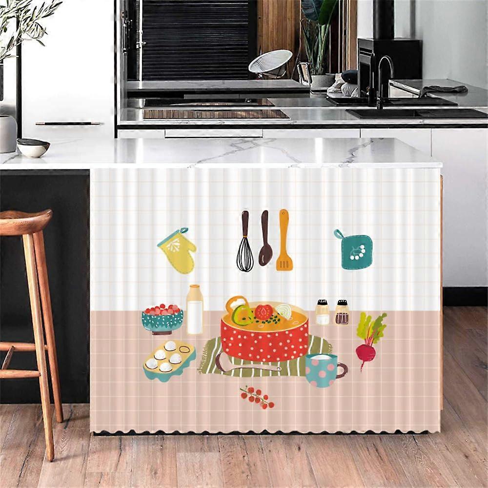 Dustproof Curtain for Cupboard, SelfAdhesive NoDrill Under Sink, Bathroom, Bookcase, W70 x H90 cm, Bread 7
