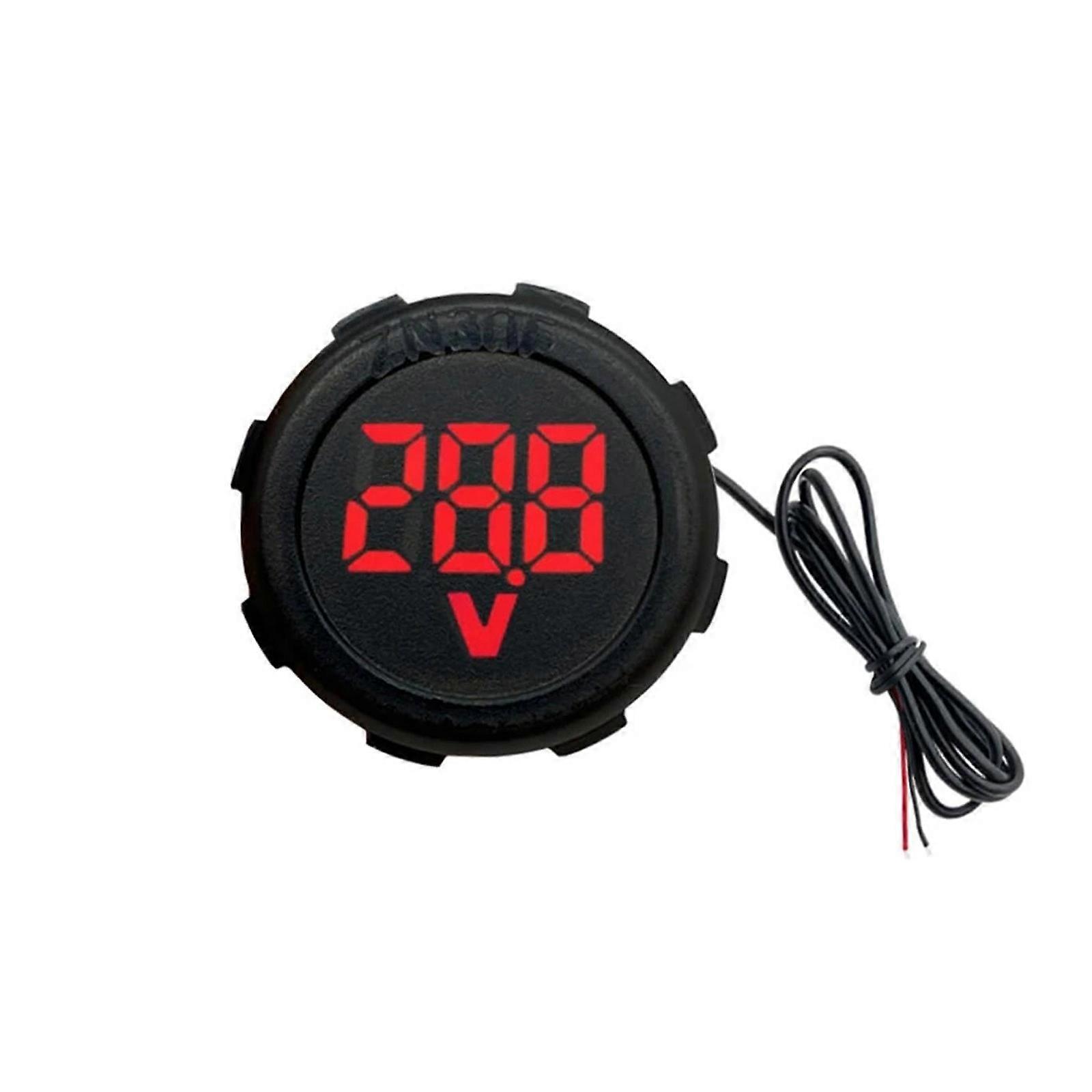 Automotive Marine Waterproof Circular Voltage Monitor With LED Display Accurate 4-100V Measurement For DIYer Projects  Red