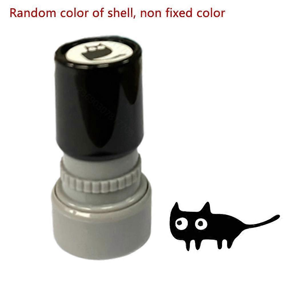 Refillable Ink Stamp Funny Cat Face Design Push to Press for Homework Gift