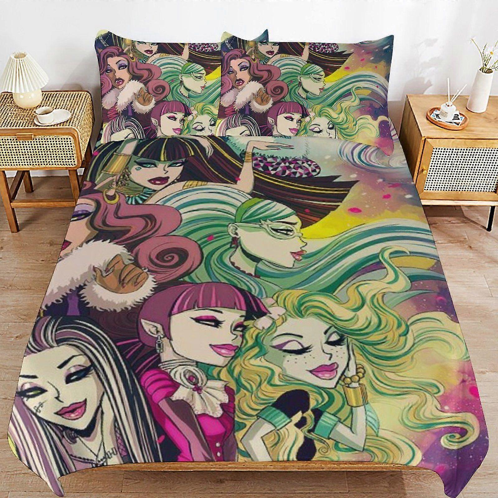 d12 Teen Monster High Bedding System Smooth Fabric Zipper Closure Comfortable Texture Soft Feel Duvet Cover Sets Pack b12