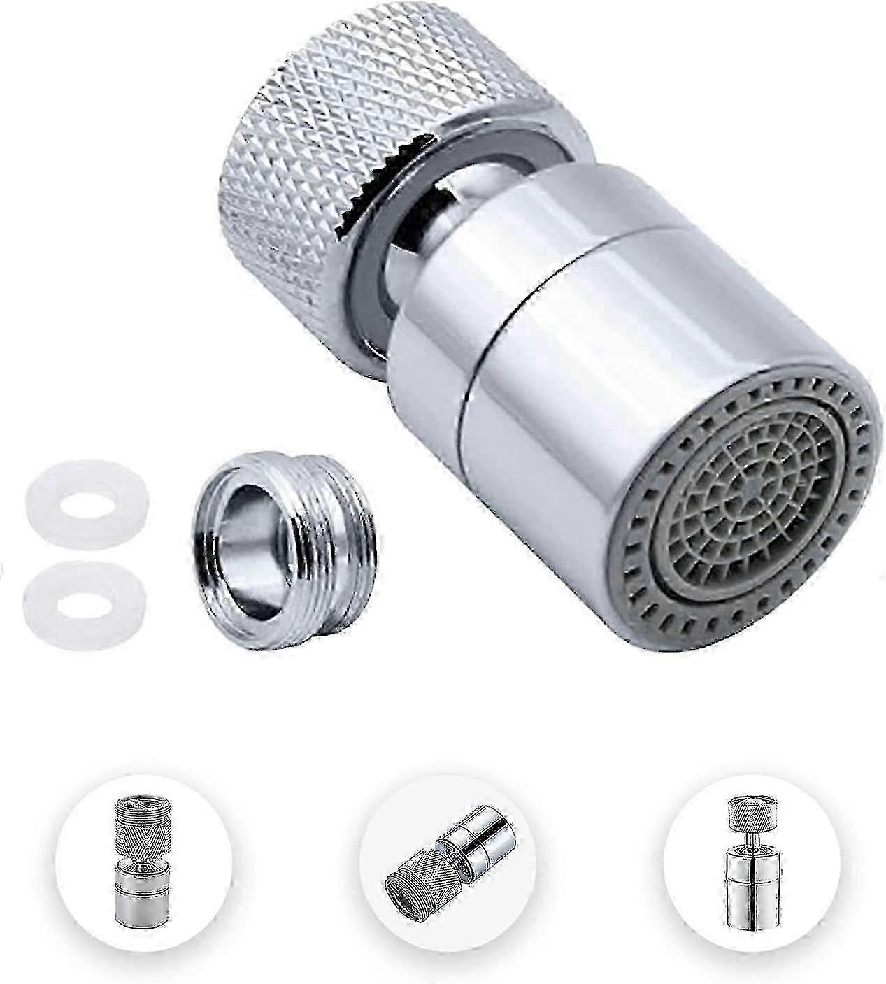 2-Mode Adjustable Brass Kitchen Faucet Foaming Filter with Nozzle Adapter, Suitable for Faucet With M22 External Thread Nozzle or M24 Intern