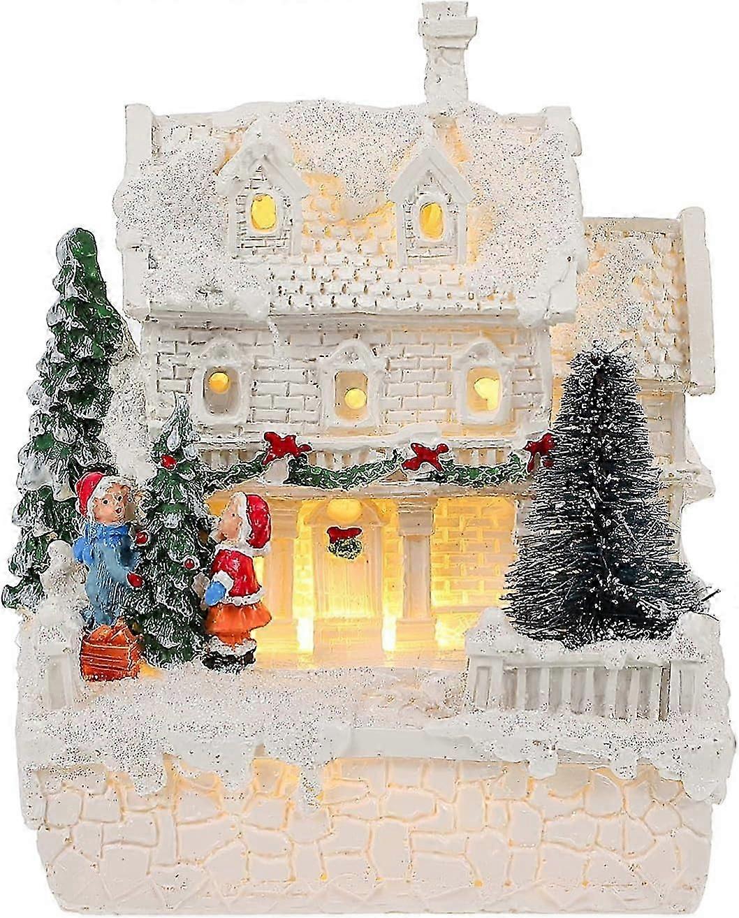 Christmas LED Light Christmas Lighted House Christmas Village House Ornament Christmas Lantern Ornament Village HouseChristmas DecorationWhite1Pcs