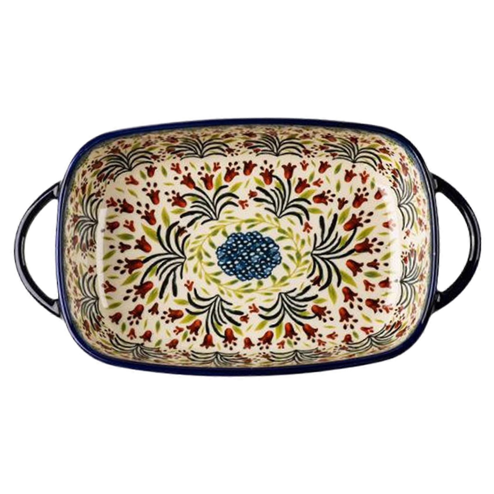 Ceramic Baking Dish 1900ml HeatResistant Rectangle Lasagne Pan with Handles for Oven