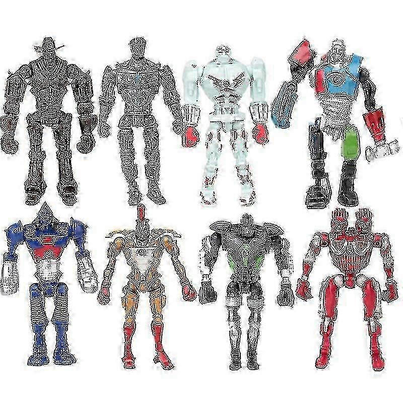 8pcs 13cm Movie Real Steel Zeus Atomic Midas Adam Invader Robot Noisy Boy Action Figure Figure Toy Gift 25-26