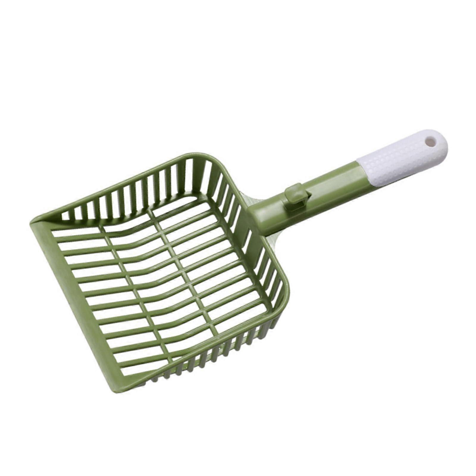 Ergonomic Cat Litter Scoop with Handle, Quick Sifting Shovel for Kitten Poop, Green