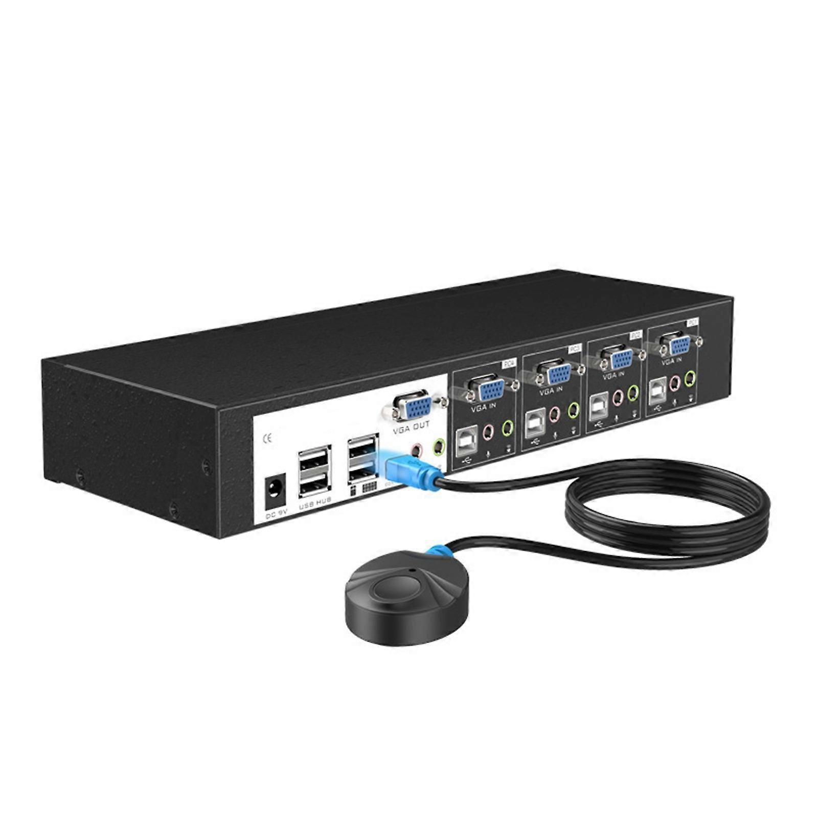 Tall Execution 4 Port KVM Change With Against Radiation Technology Constructed In Sound Conduits And 4 Preinstalled 1.5m Connection Cables Multicolor