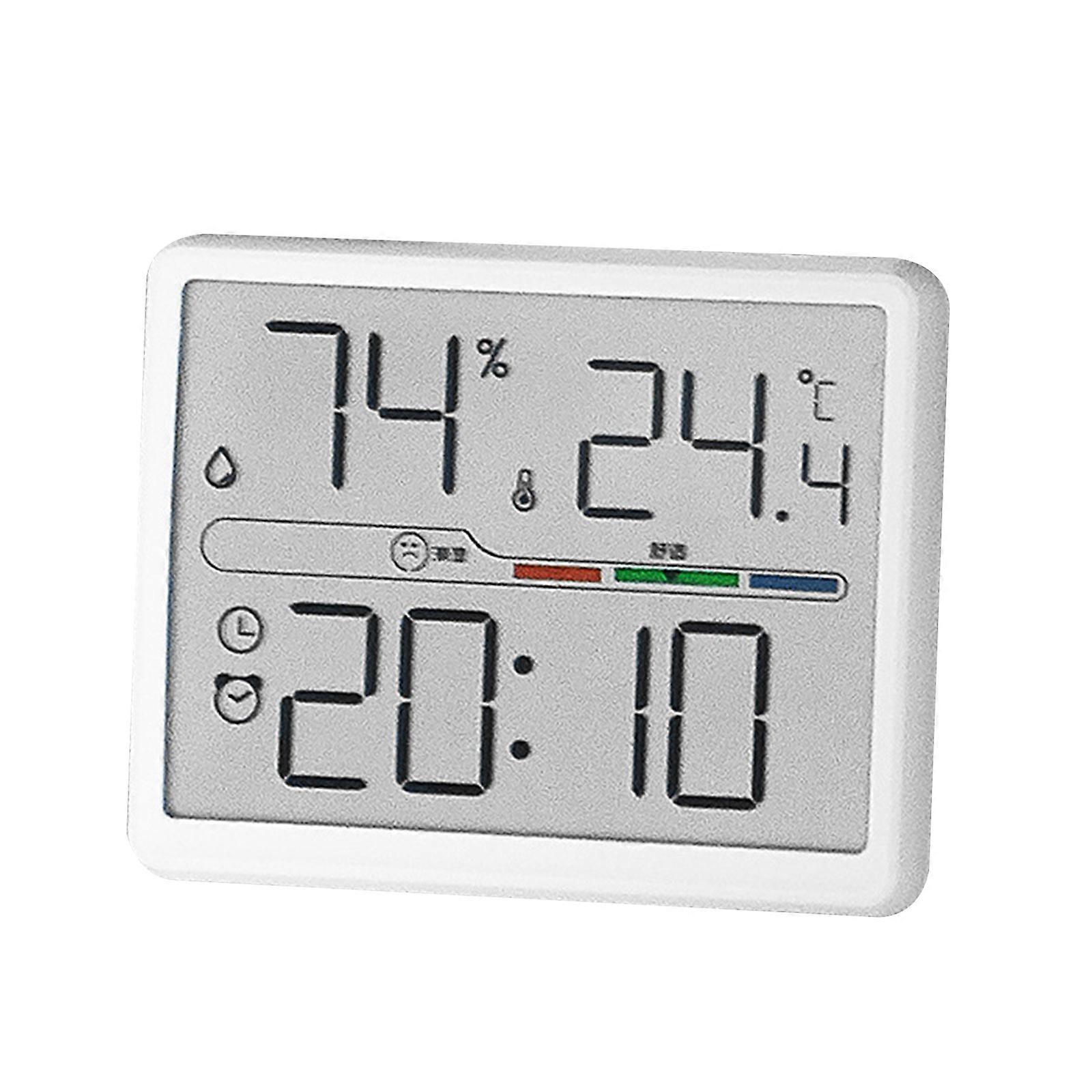 Magnetic Refrigerator Clock with Large Display, Indoor Climate Monitoring, Easy Button Controls for Home Management  White