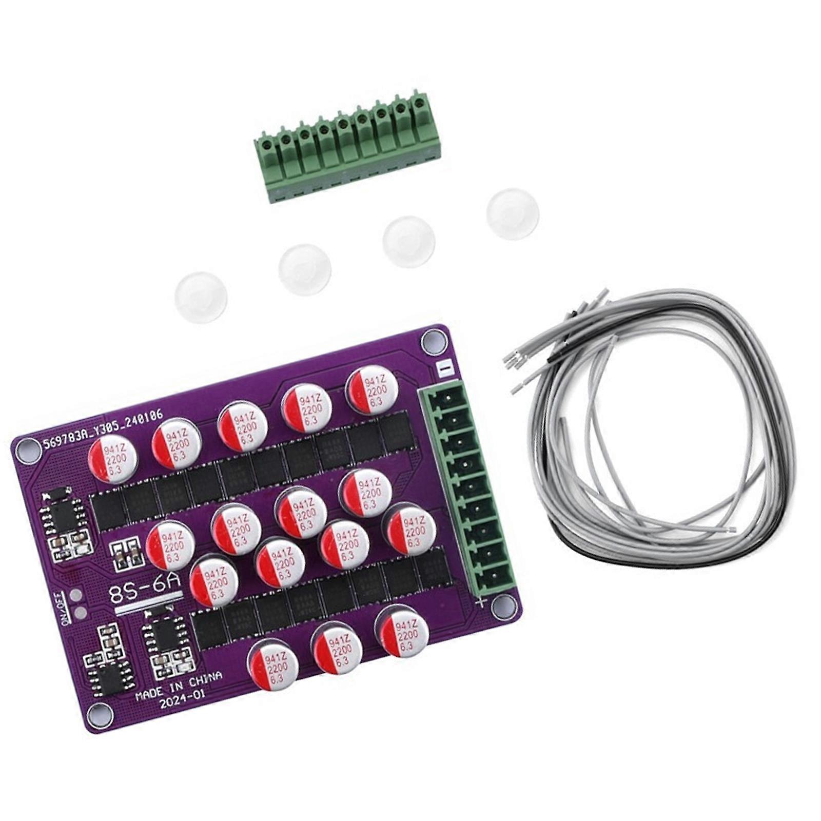 8S 6A Energy Transfer Balancing Module Adjustable Current Large Capacity Battery Active Equalizing Balanced Capacitor Multicolor