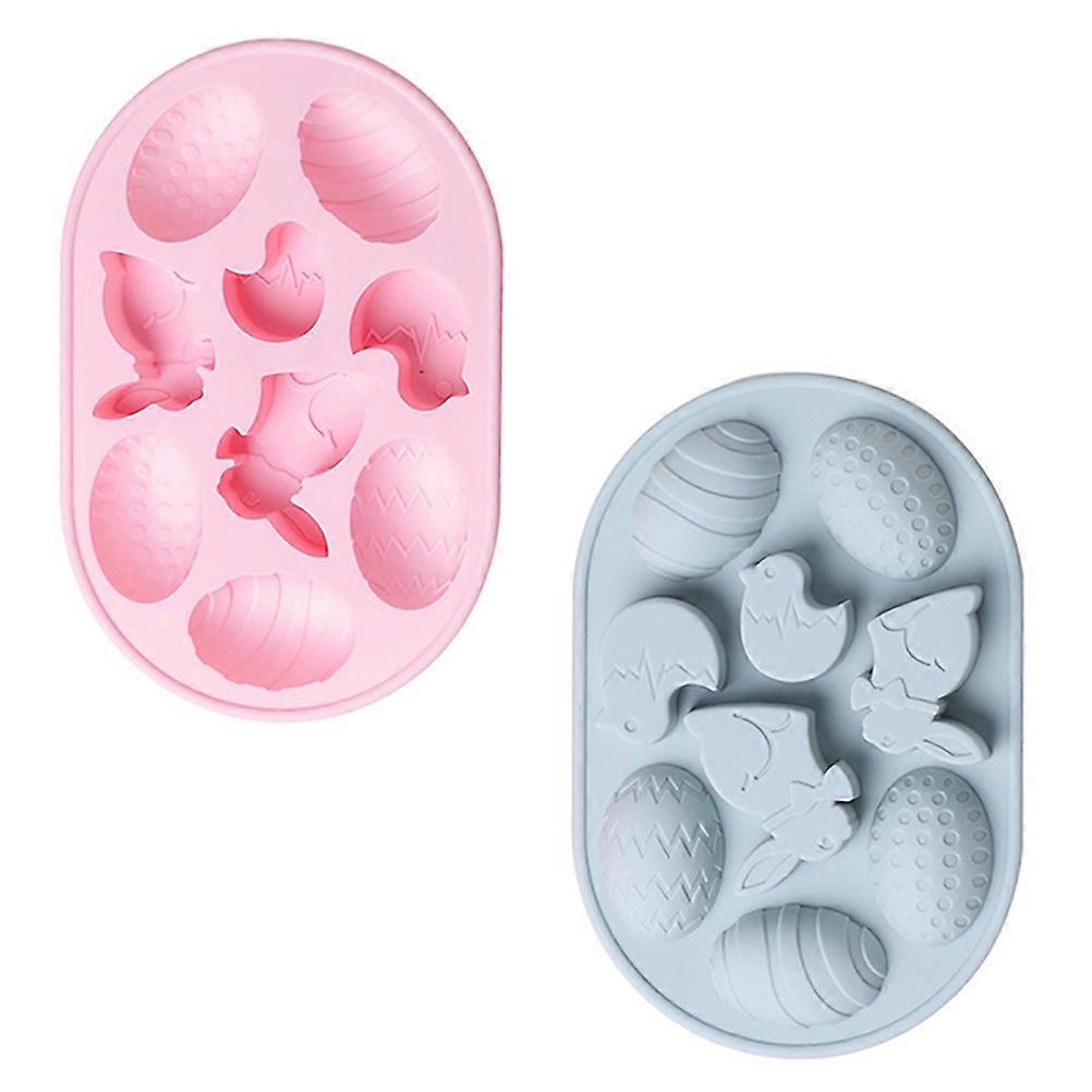 Silicone Bunny Shaped DIY Molds 2Pcs Assorted Color Compact Space-Saving for Home