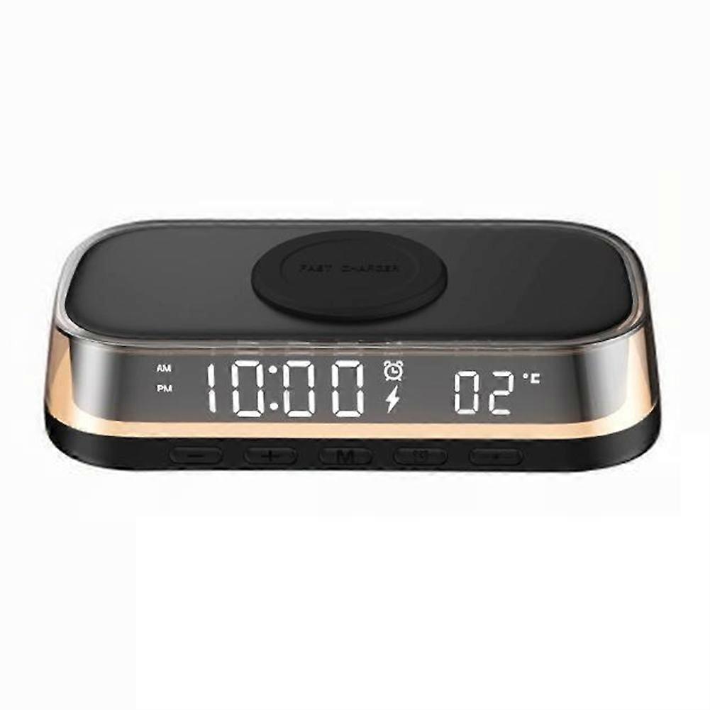 3-in-1 Clock Alarm Thermometer Wireless Charger 15W Multi-Function Desktop Wireless Charger Touch Night Light