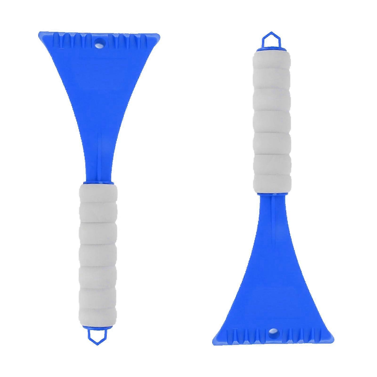 2 Pack Ice Scraper and Snow Brush Set with Ergonomic Handle for Car Windshield and Windows (Blue)