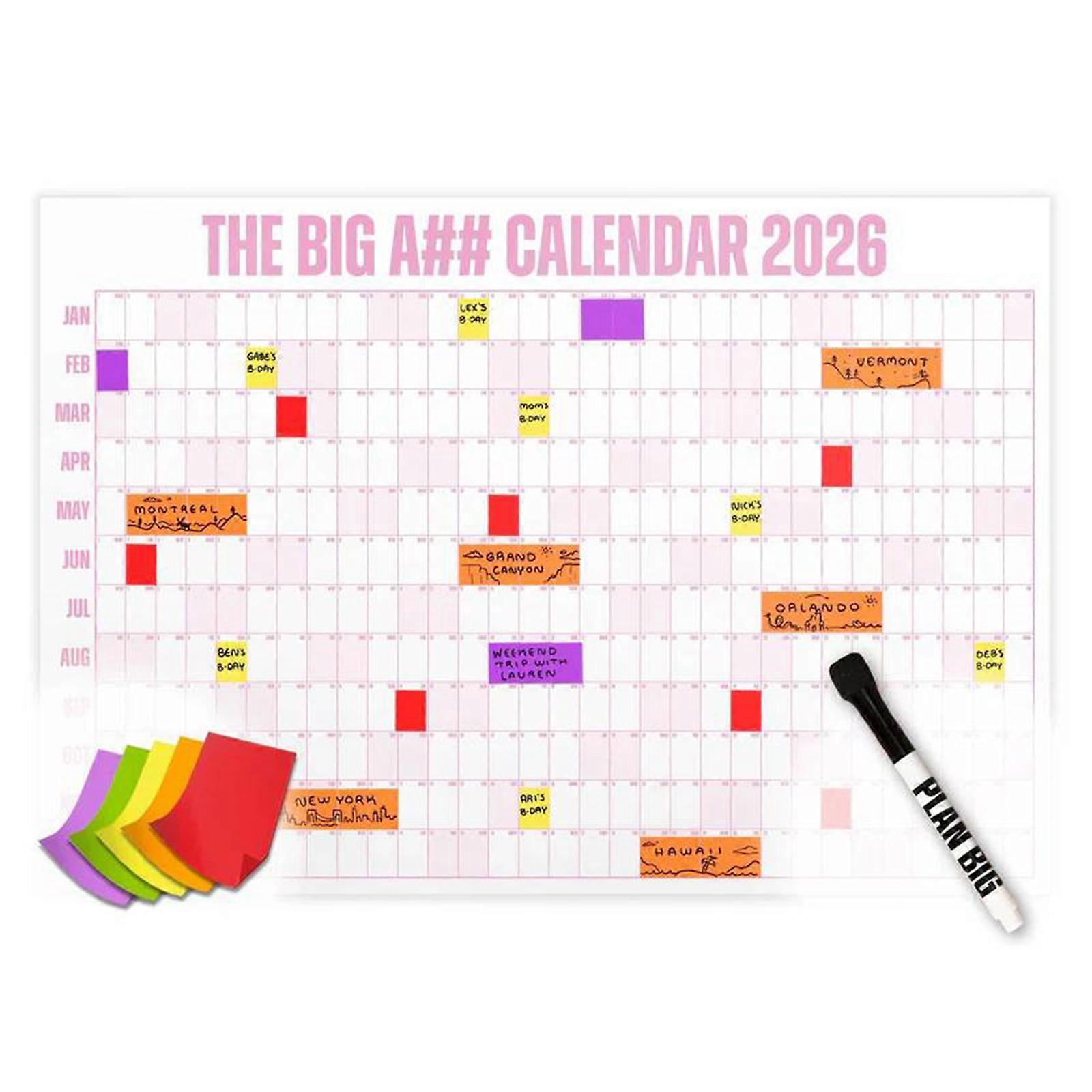 Extra Large 2026 Calendar  Pink