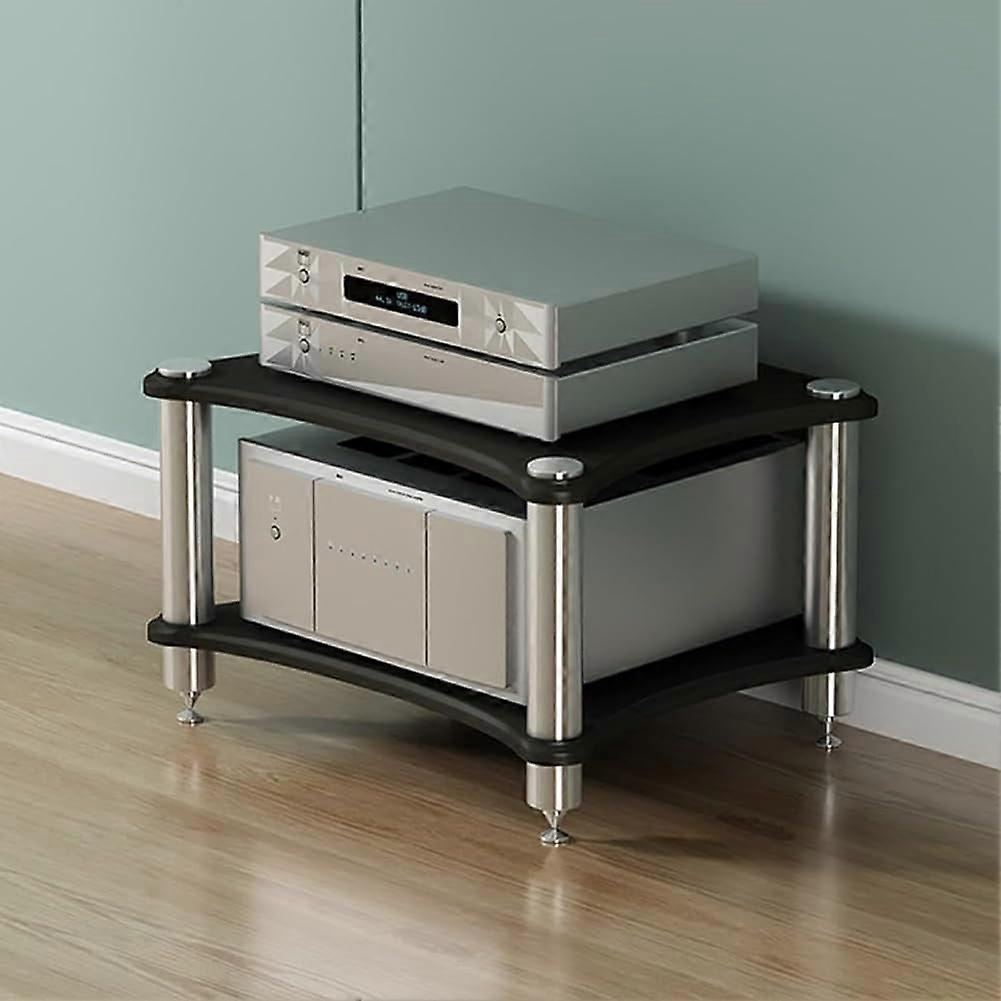 AV Media Stand HeavyDuty Stereo Rack Stand Floorstanding Game Console Shelf Black 48x60x40 cm