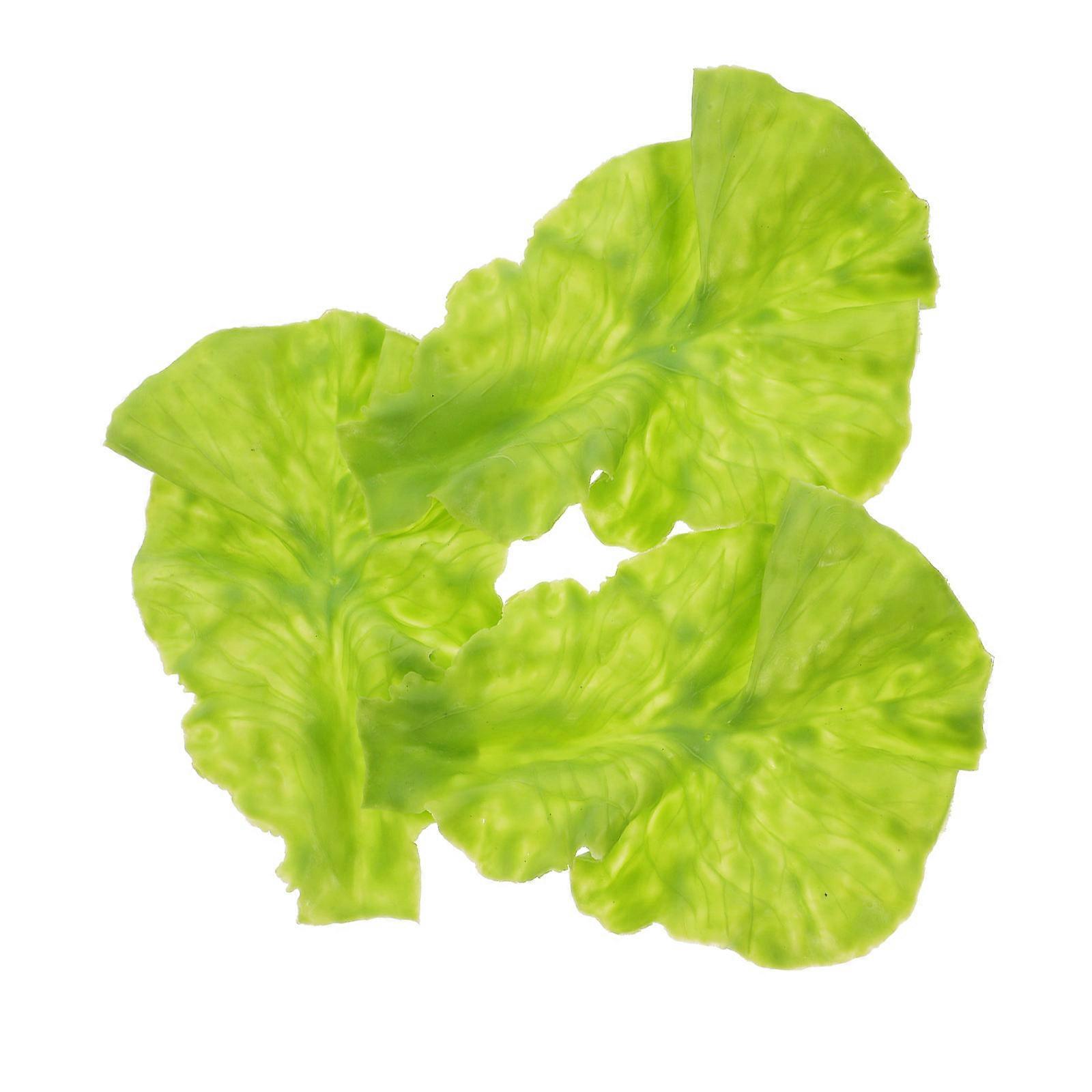 Fake Vegetable Model Simulation Green Lettuce Leaves Decor 3Pcs Pack