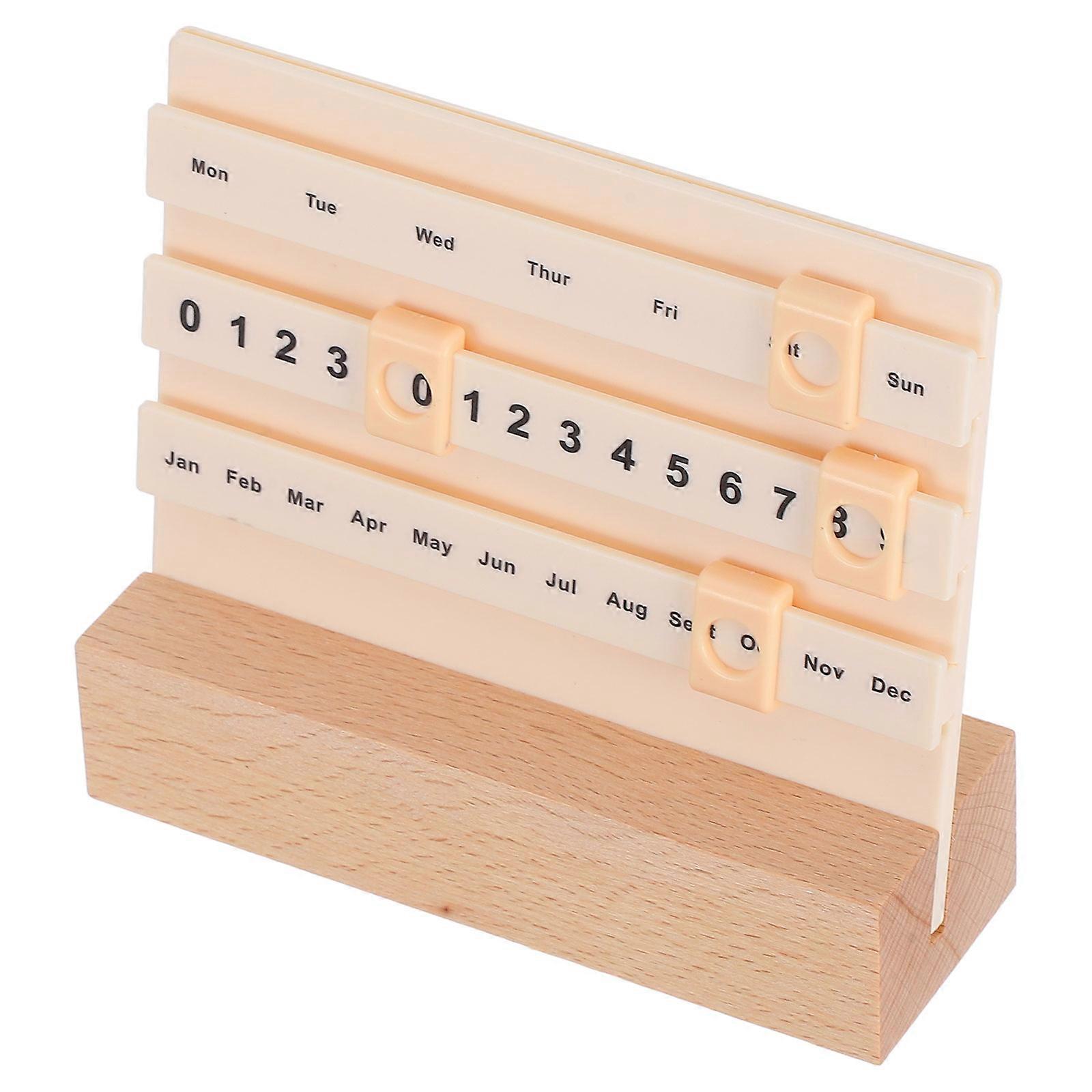 Wood Mini Calendar Blocks for Home Office with Perpetual Date Display
