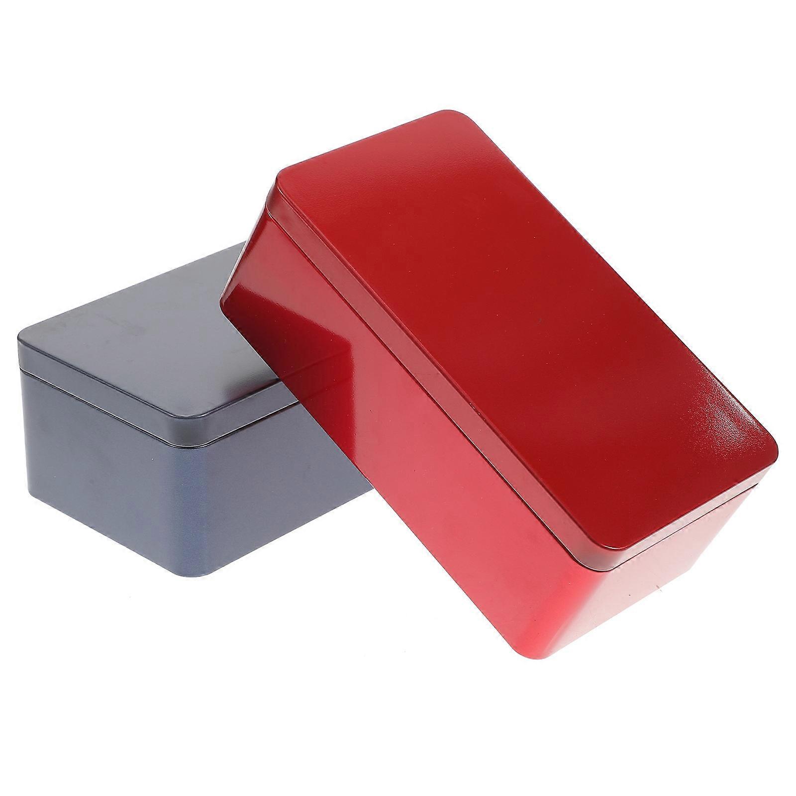 2pcs Rectangular Tinplate Boxes Mini Portable Tea Leaf Storage Containers