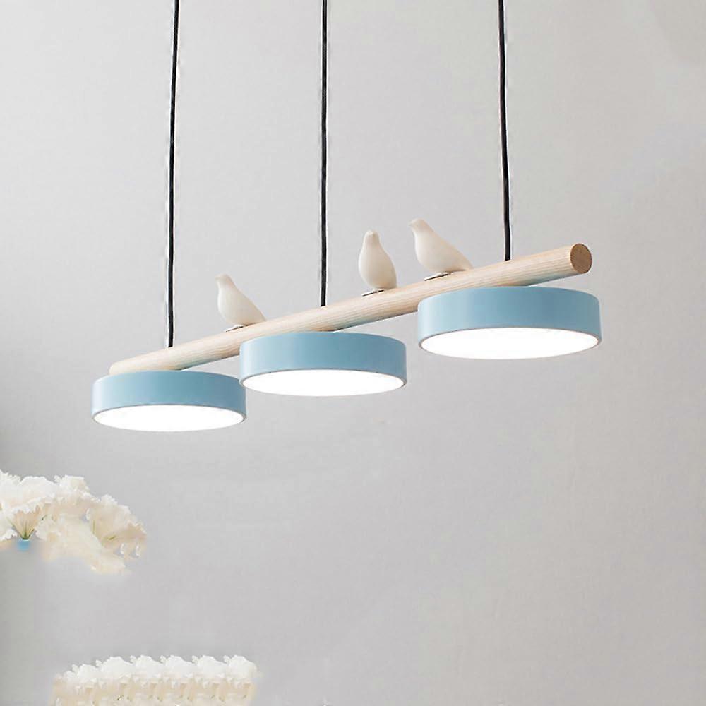 Rustic Wood Kitchen Island Pendant Light with Tricolor Dimmable LED, Adjustable Linear Chandelier