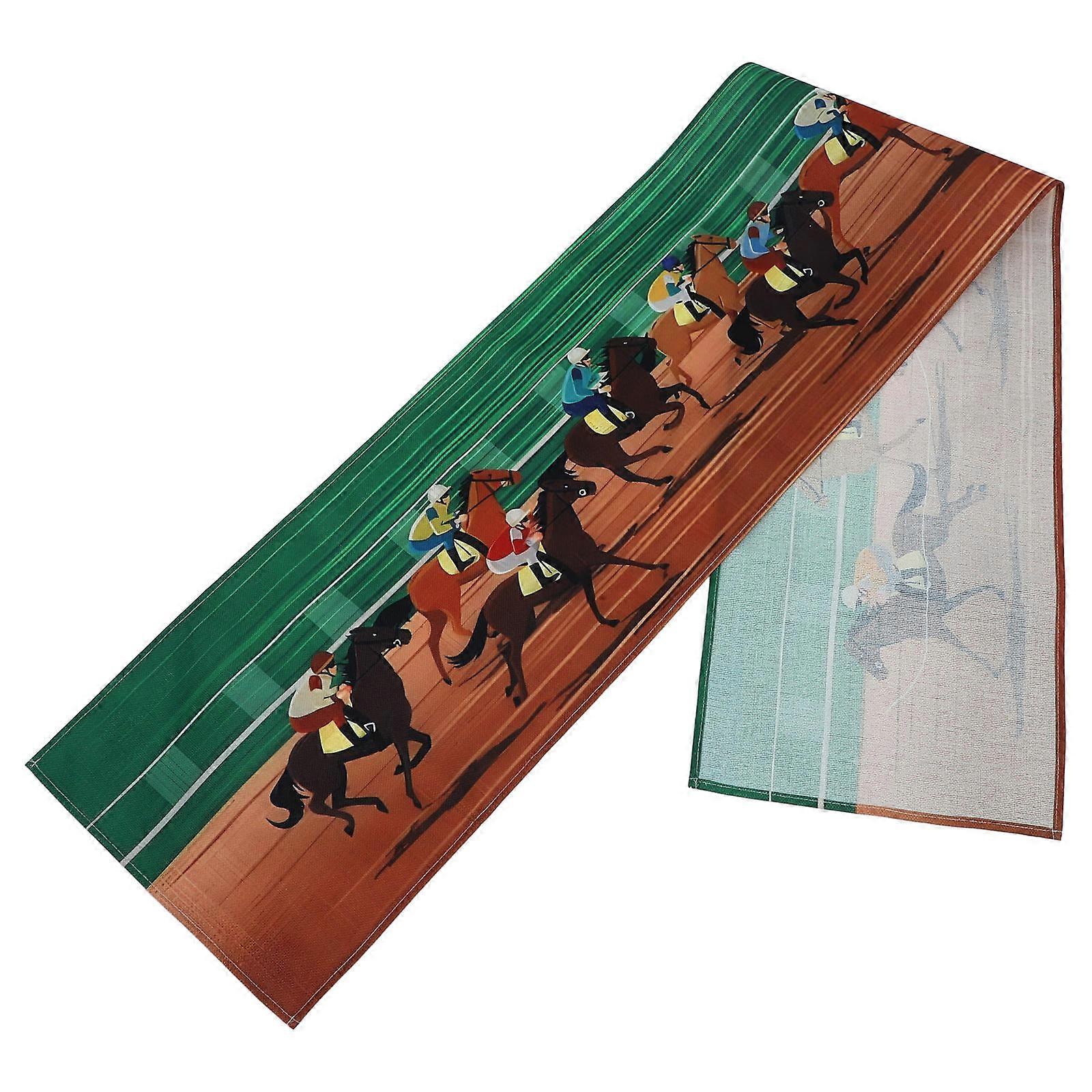 Race Party Tablecloth Linen Table Cloth for Coffee Table Green for Festive Atmosphere 1Set