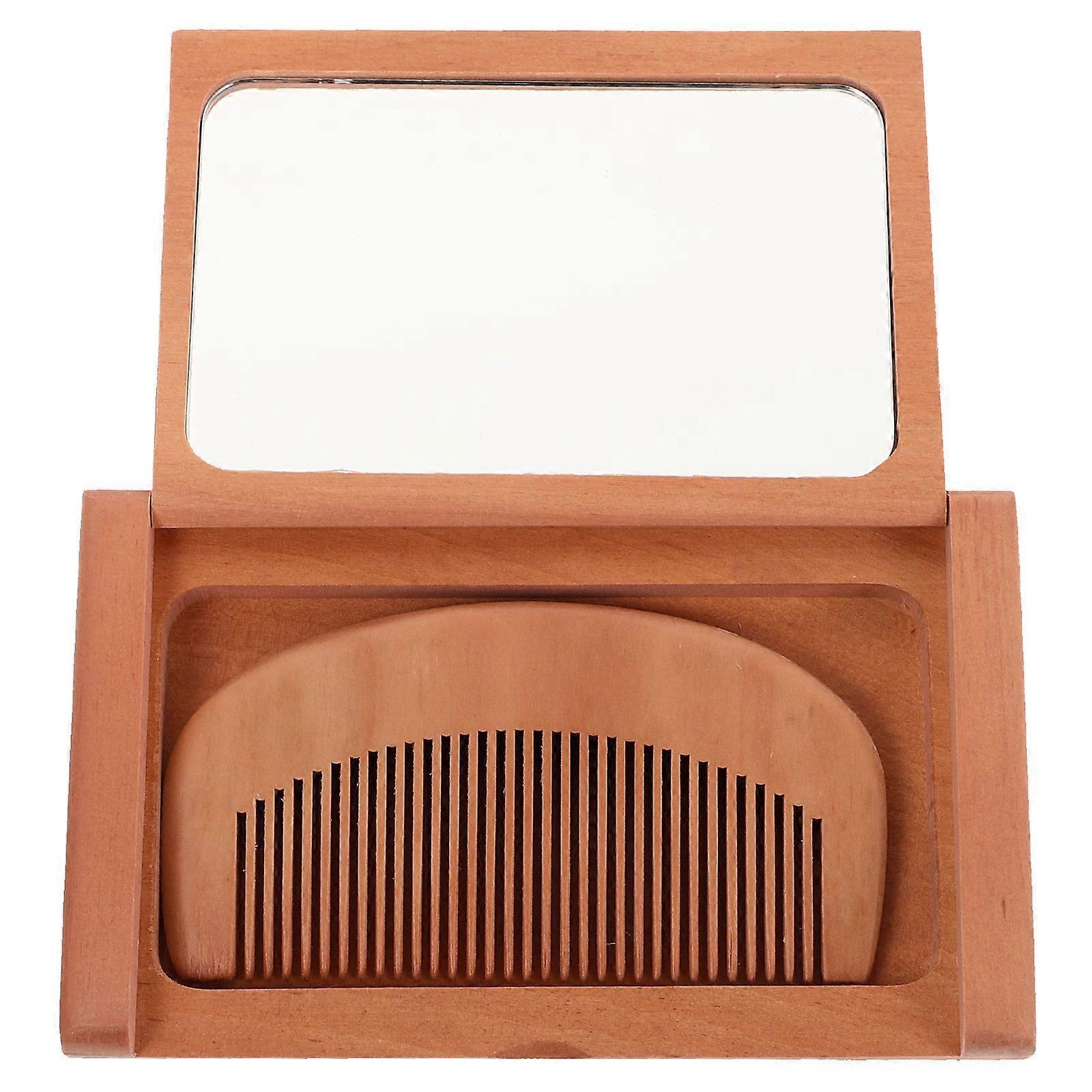 Wood Frame Folding Mirror for Purse Use Compact Makeup Mirror