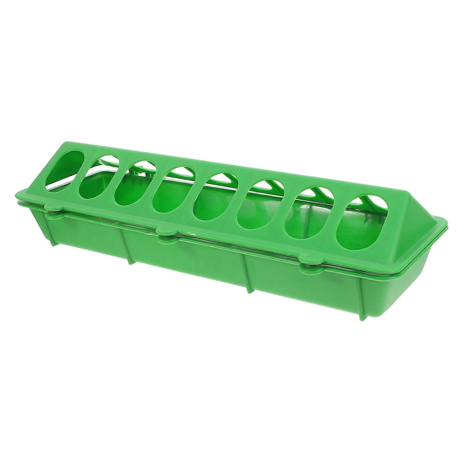 Durable Green Plastic Feeding Box for Pigeons and Chickens with Spill Proof Design, Large Capacity, and Portable Use