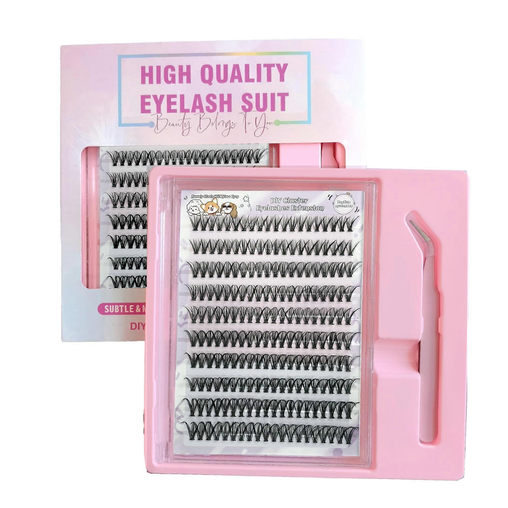 Self Adhesive Eyelashes Kit D Curl Press On Lashes 1016mm Reusable Lash Clusters No Glue Extension with Tweezers