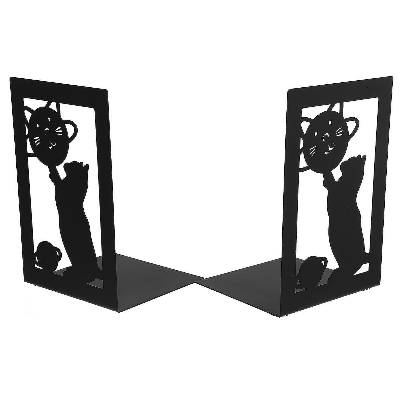 Metal Iron Bookend for Practical Book Storage 6Pcs Black Set