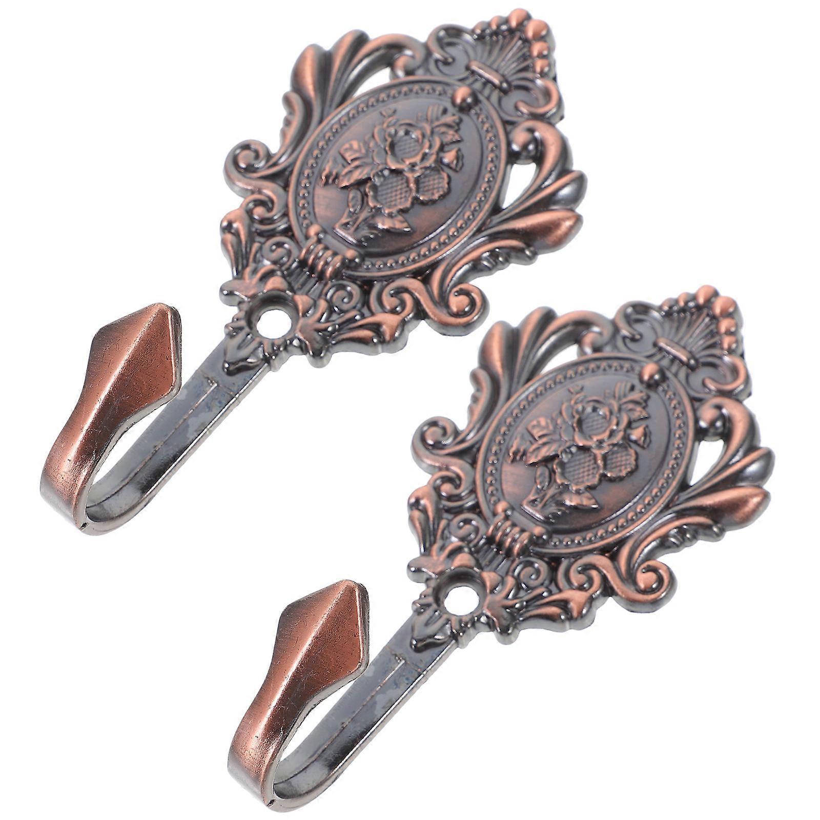 Zinc Alloy Drapery Curtain Hook Rose Pattern for Tieback 8Pcs
