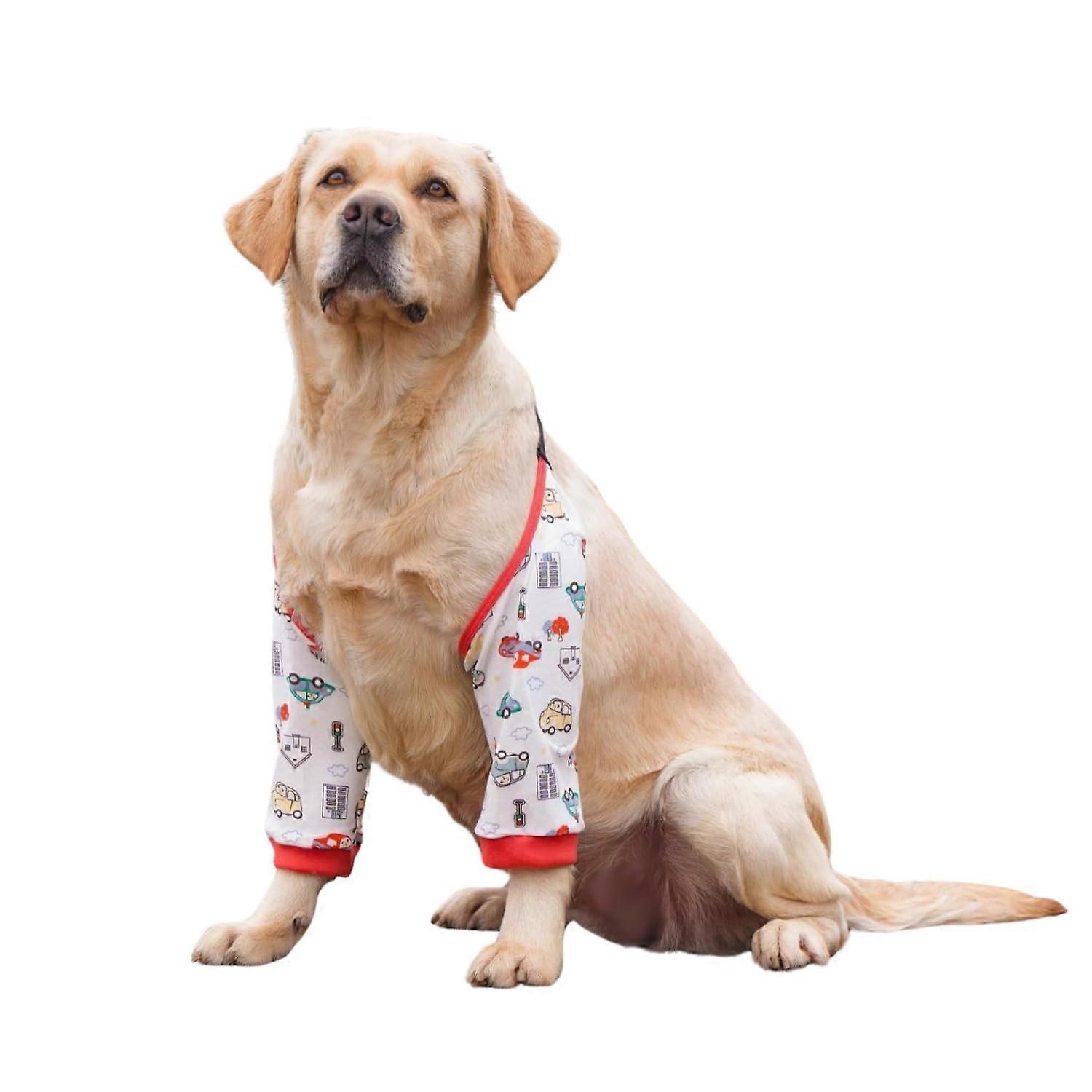 Harikaji Dog Elbow Protector, Compatible with Medium & Large Dogs, Front Leg Recovery Guard to Prevent Licking Wounds, Mesh Pad Design, Red Car 2XL