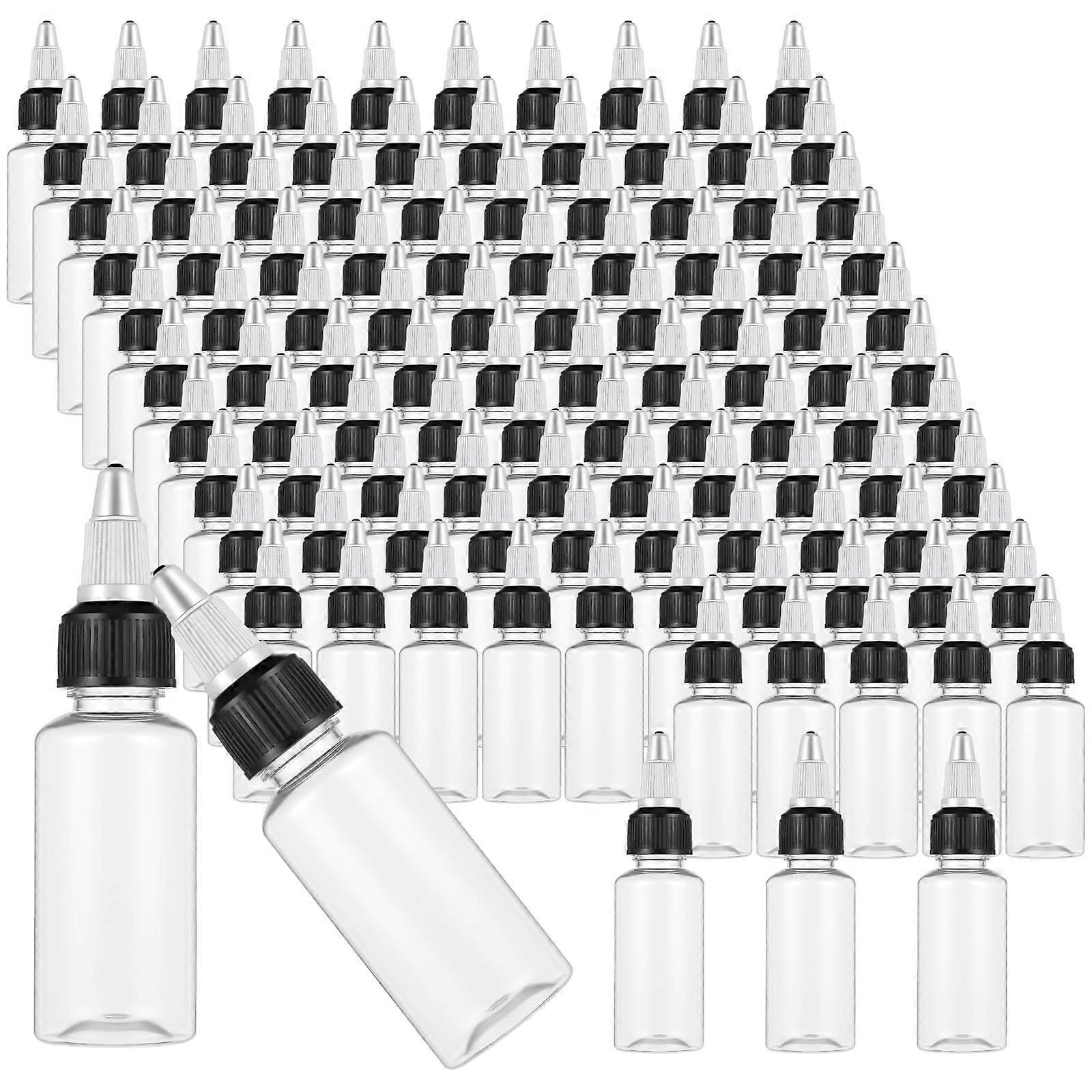 100pcs 30ml Clear Squeeze Bottles with Precision Twist Caps, LeakProof PET for Liquids and Crafts