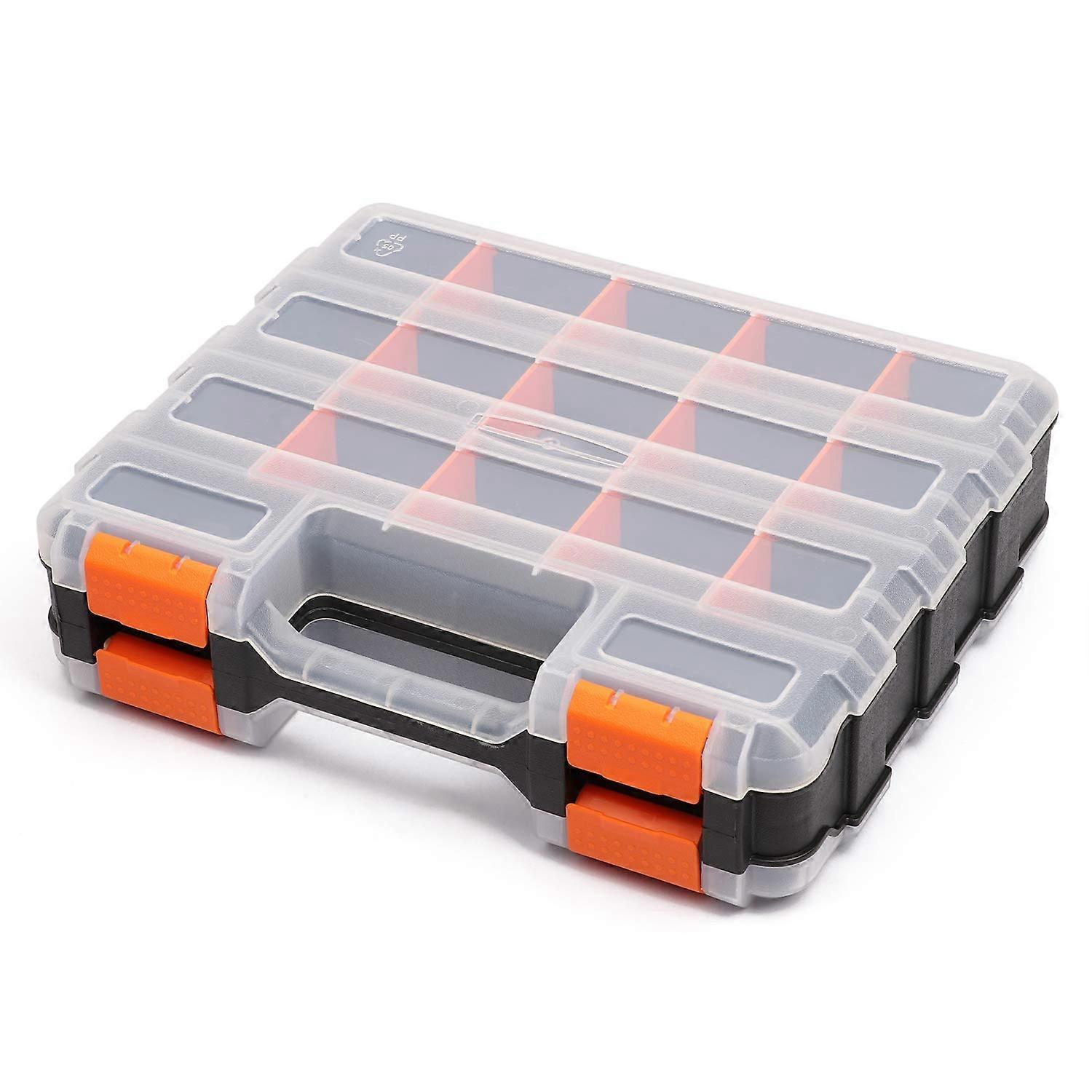 Tool Storage Organizer with DoubleSided Design, 34 Compartments, Removable Dividers for Screws and Nuts
